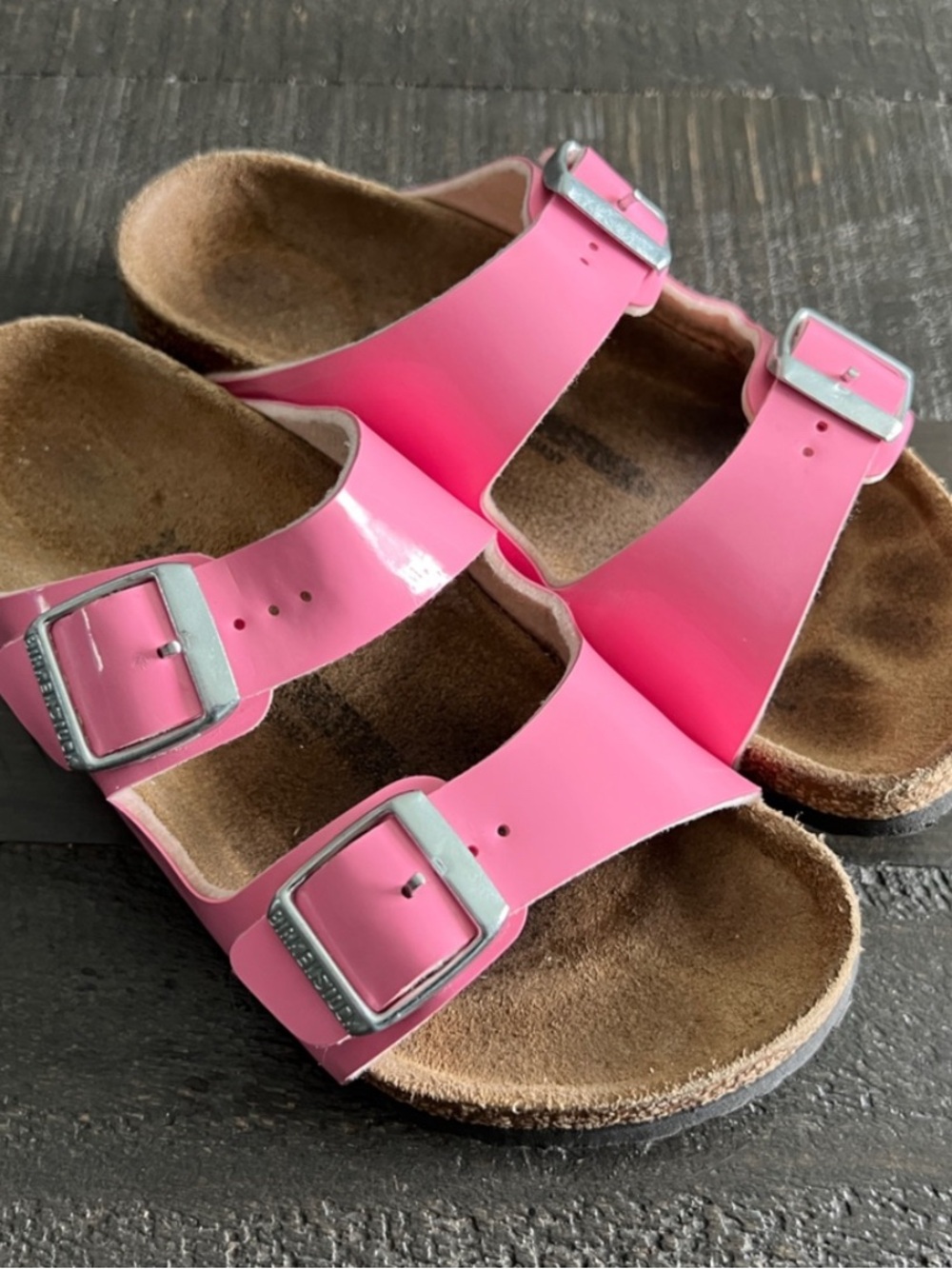 Birkenstock Kids Pink patent leather Sandals Arizona